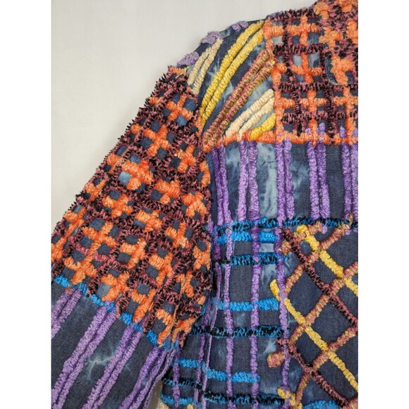 Sandy Starkman Jacket L Women's Multicolor Chenille Patchwork Unique Art to Wear - Picture 2 of 6